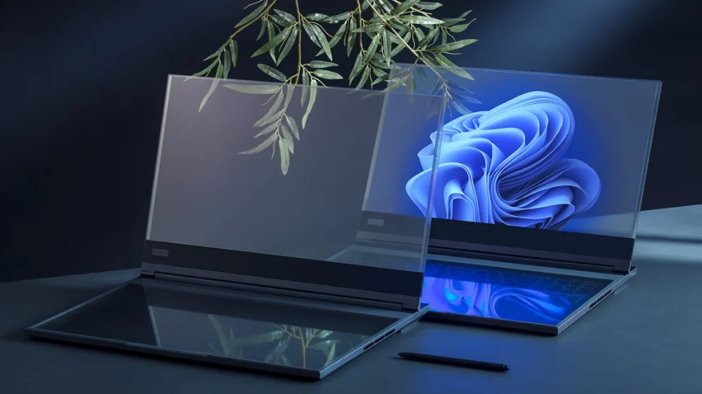 Lenovo transparent laptop concept showcasing innovative Micro-LED display