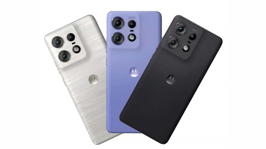 Motorola Edge 50 Pro; in 3 colors Black, Purple, and White
