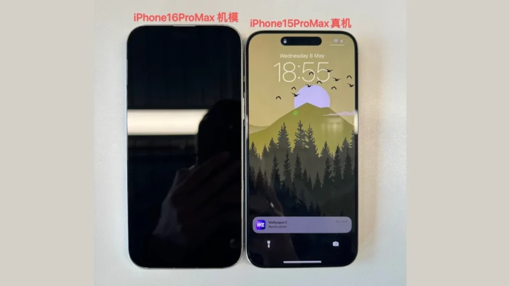 iPhone 16 Pro Max and iPhone 15 Pro Max Front Display Side-By-Side
